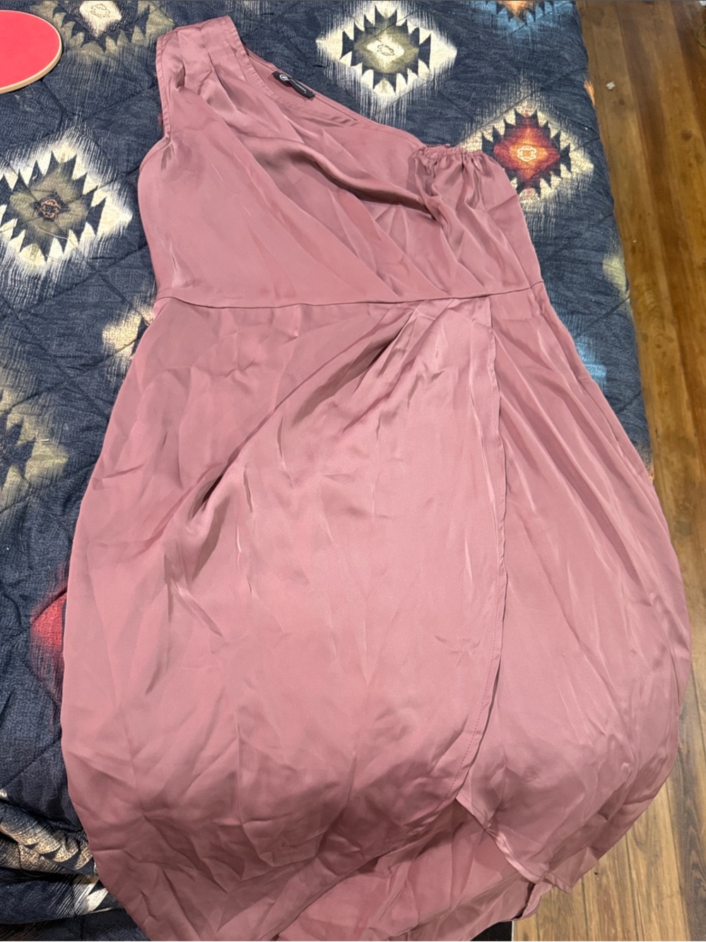 One-Shoulder Mauve Wrap-Style Women’s Dress